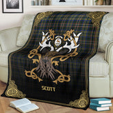 Scott Green Modern Tartan Crest Premium Blanket - Celtic Stag style
